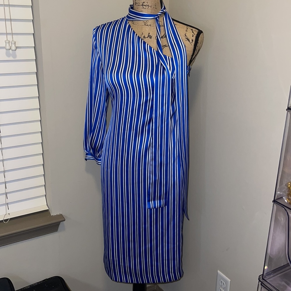 Beautiful 😍🔥💙💙💙 One-shoulder Banana Republic Striped Statement Dress - Picture 6 of 12